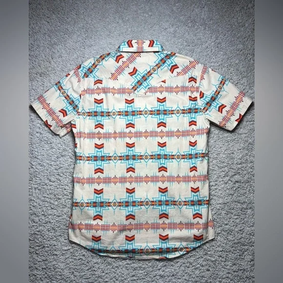 Rock and Roll Denim Shirt Mens Large Aztec Snap Button Up Modern Fit Werstern - Picture 5 of 6